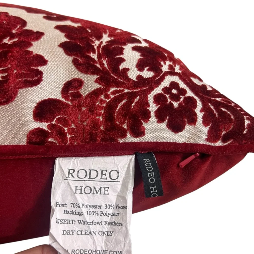 Rodeo Home Luxury Throw Pillow Large Cut Velvet Damask Georgina Down Filled
